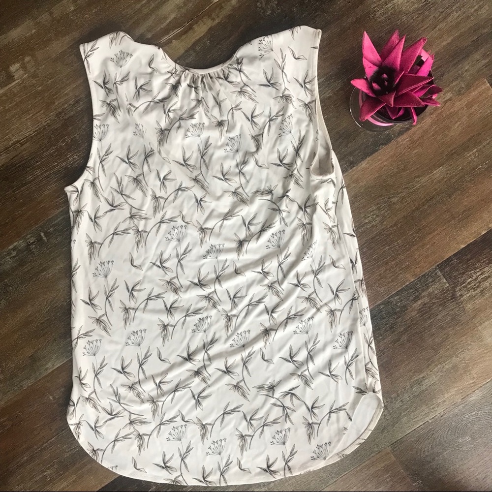 Loft | Floral Print Off White Tank Blouse - Picture 4 of 4